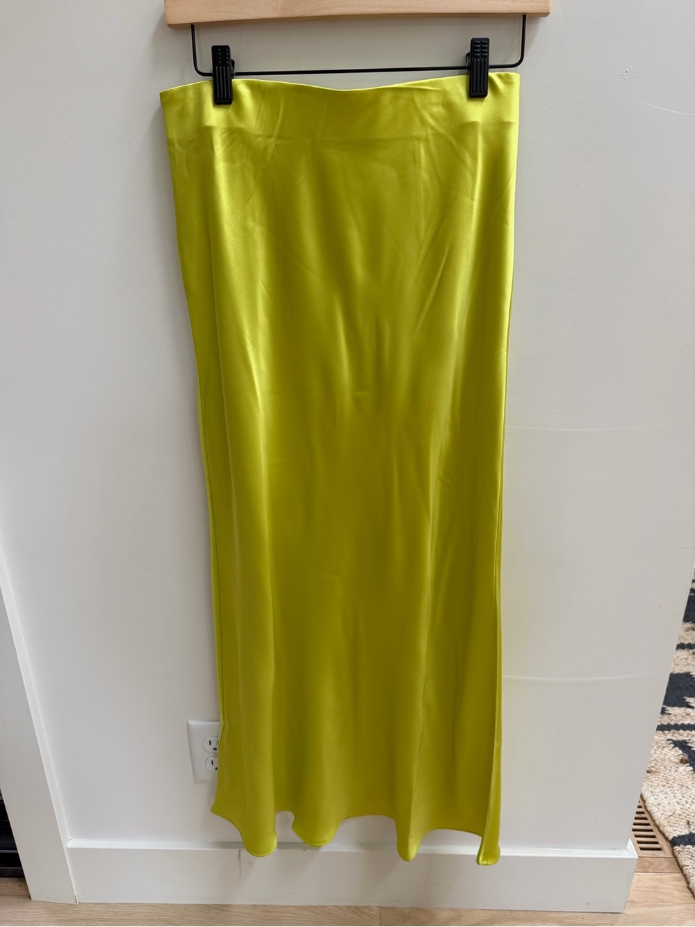 LOFT Satin Maxi Skirt in Lime Green